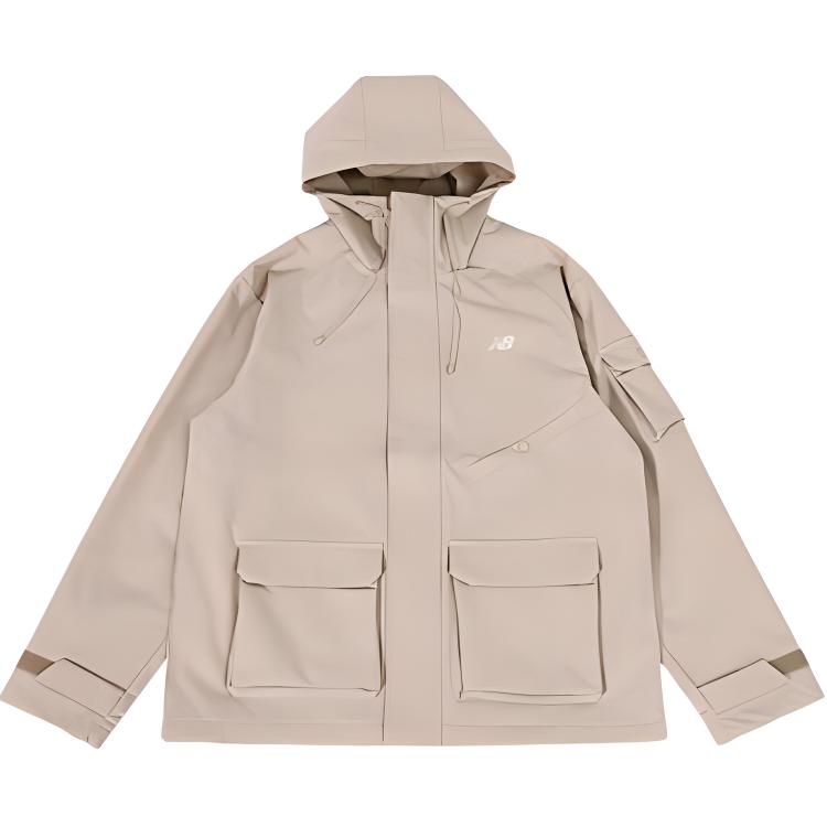 New Balance Logo Print Utility Outdoor Zip Hoodie Jacket Beige Unisex AMJ41328-SOT