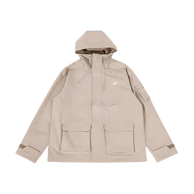 New Balance Logo Print Utility Outdoor Zip Hoodie Jacket Beige Unisex AMJ41328-SOT
