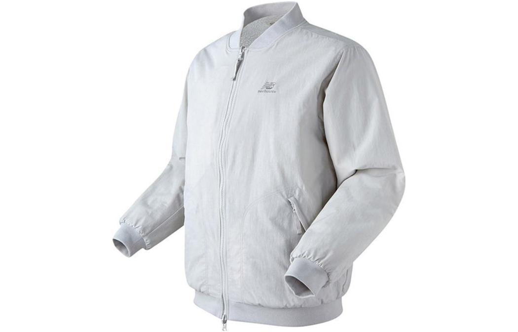 New Balance Logo Print V-Neck Zip Long-Sleeve Jacket Unisex White NBNAB13023-16