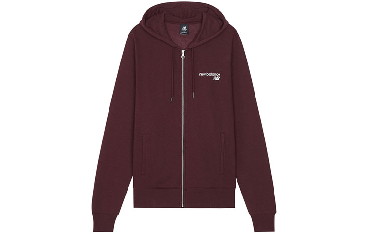 New Balance Logo Print Zip Hoodie Jacket - Dark Red MJ03907-BG