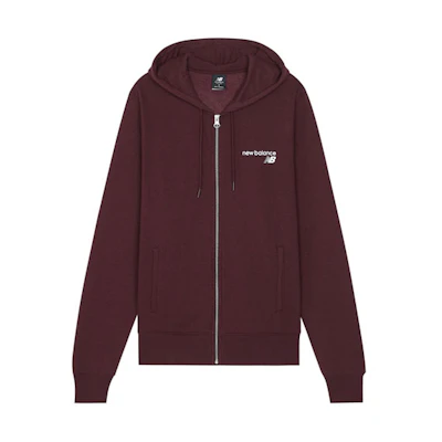 New Balance Logo Print Zip Hoodie Jacket - Dark Red MJ03907-BG