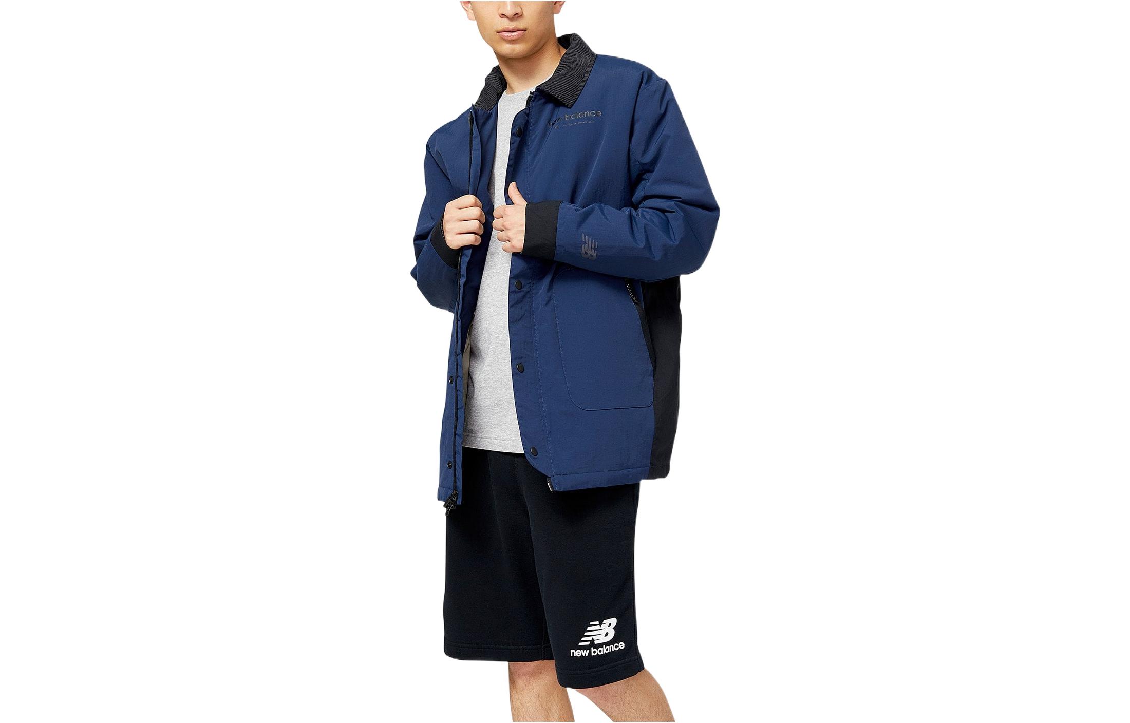 New Balance Logo Printed Collared Long-Sleeve Jacket Blue MJ23157-NGO