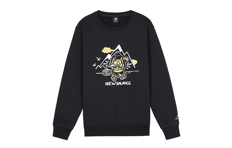 New Balance Logo Printed Crewneck Pullover Sweatshirt Couple Style - Black AMT03341-BK