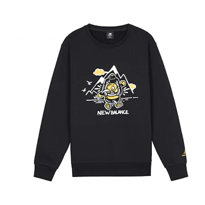 New Balance Logo Printed Crewneck Pullover Sweatshirt Couple Style - Black AMT03341-BK