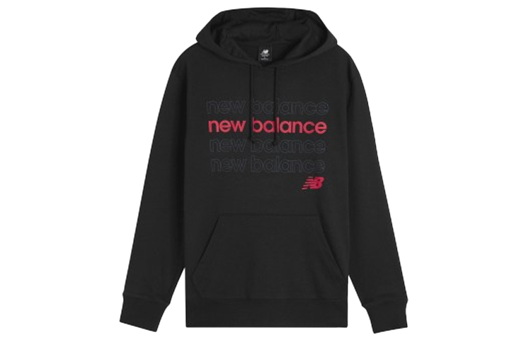 New Balance Logo Printed Drawstring Hoodie Black AMT01916