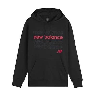 New Balance Logo Printed Drawstring Hoodie Black AMT01916