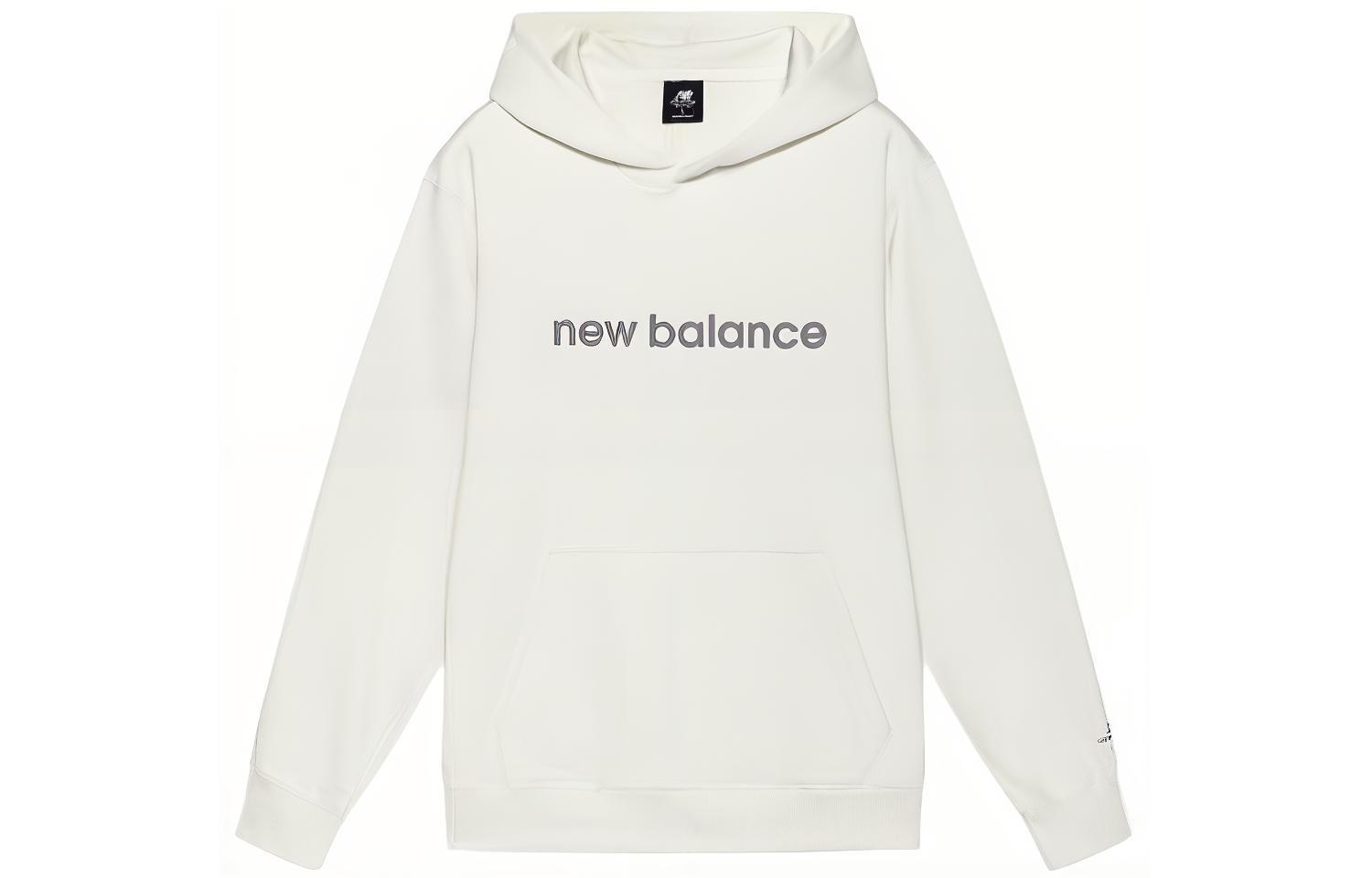 New Balance Logo Printed Ivory Hoodie Pullover Unisex AMT21361-IV