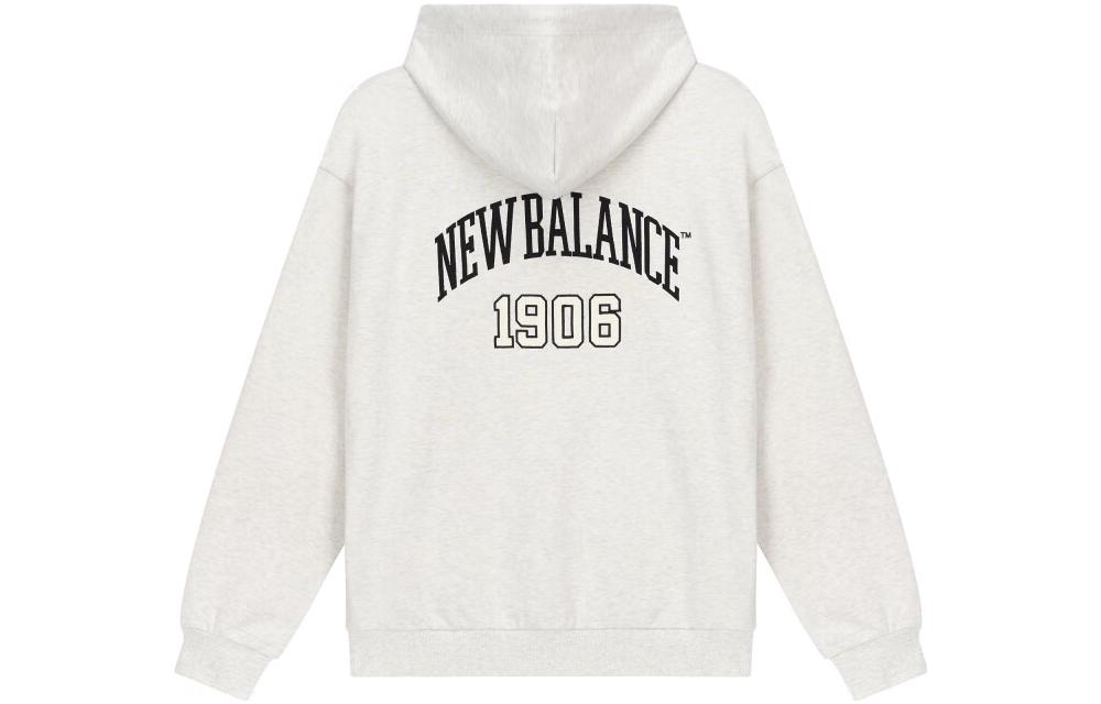 New Balance Logo Printed Loose Fit Hoodie Unisex - White 5CD38831-OA