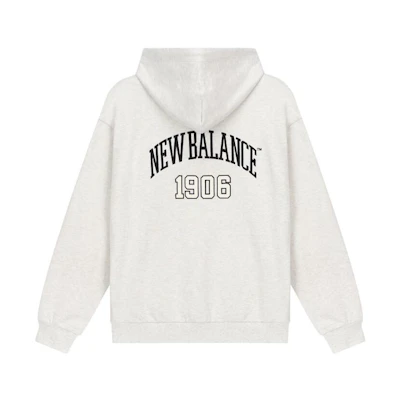 New Balance Logo Printed Loose Fit Hoodie Unisex - White 5CD38831-OA