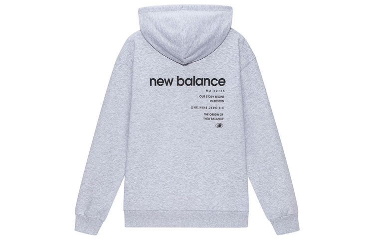 New Balance Logo Printed Loose Fit Hoodie Unisex - Grey 5CB43313-GR