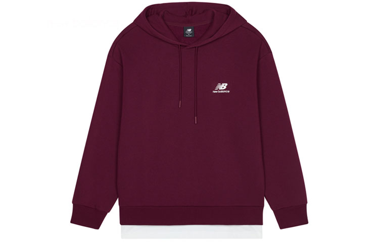 New Balance Logo Printed Pullover Hoodie Unisex - Maroon AMT13341-BG