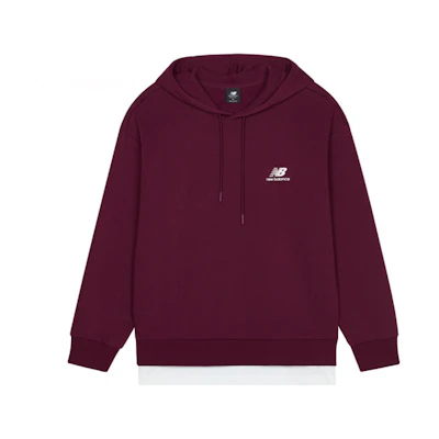 New Balance Logo Printed Pullover Hoodie Unisex - Maroon AMT13341-BG