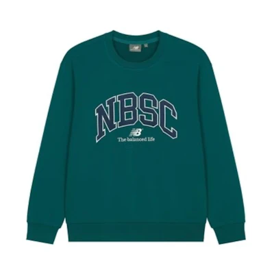 New Balance Logo Printed Retro Pullover Sweatshirt Unisex Green 5CC44333-GRN