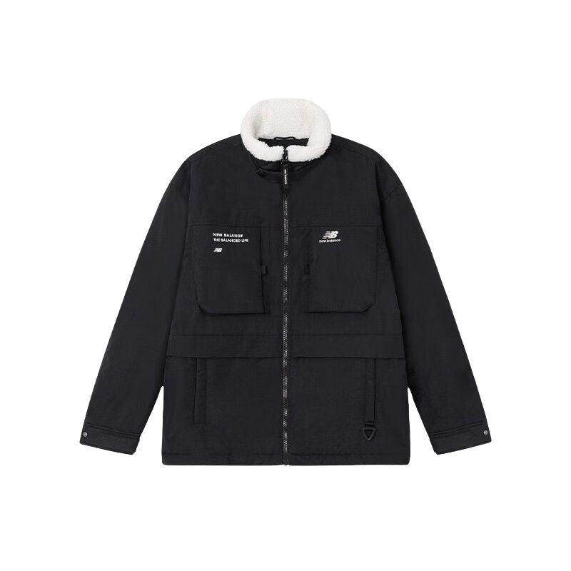 New Balance Logo Printed Utility Jacket with Zip Collar Black Unisex Casual Style 5QC44293-BK