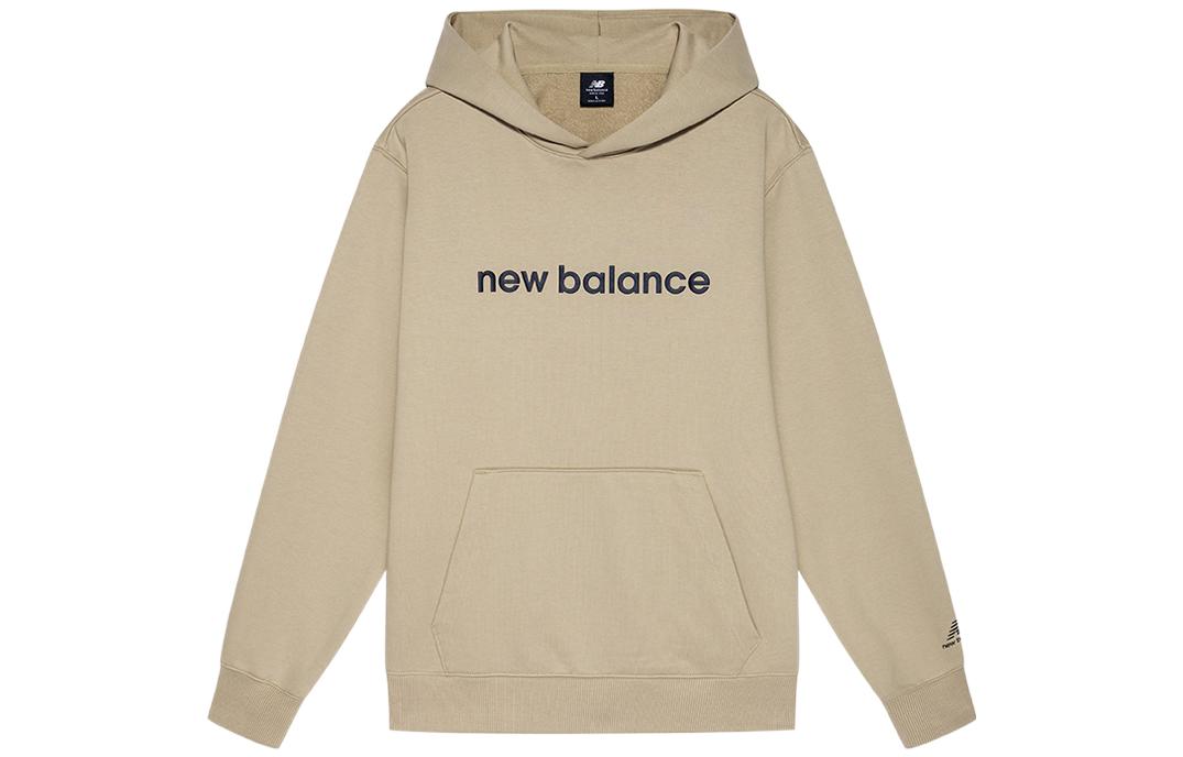 New Balance Logo Printed Vintage Khaki Hoodie Unisex Style AMT21361-MS