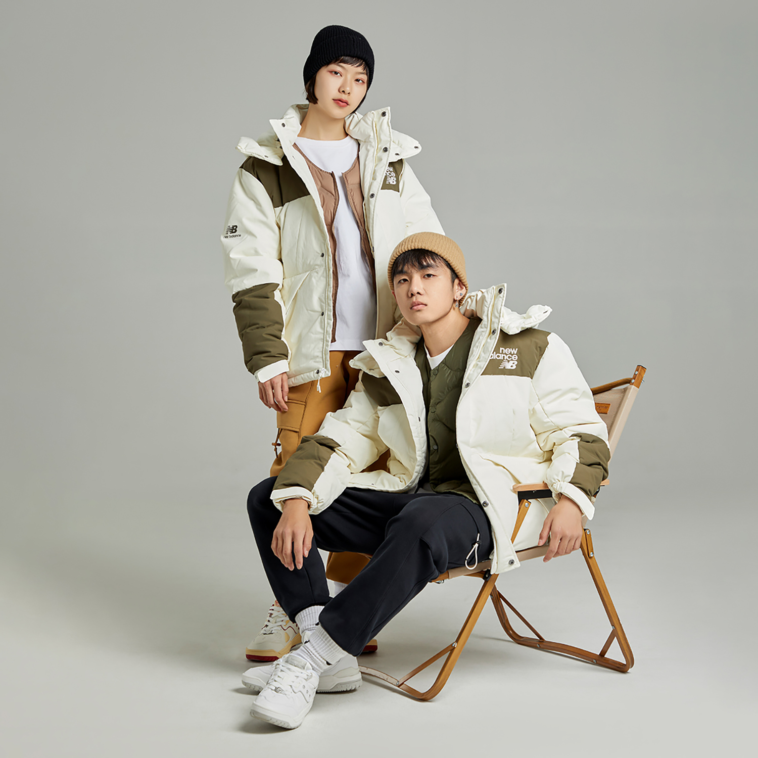 Cheap New Balance Logo Printed Windproof Hooded Down Jacket White Unisex Winter Coat. AMJ24377-CIC