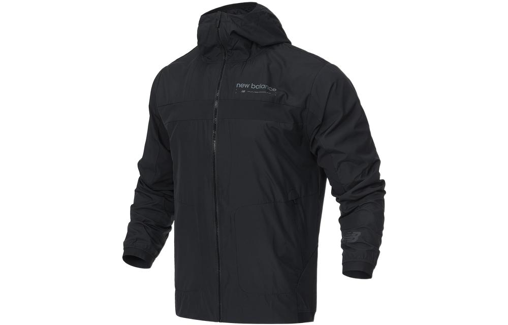 New Balance Logo Printed Woven Hooded Jacket Men’s Black AMJ21044-BK