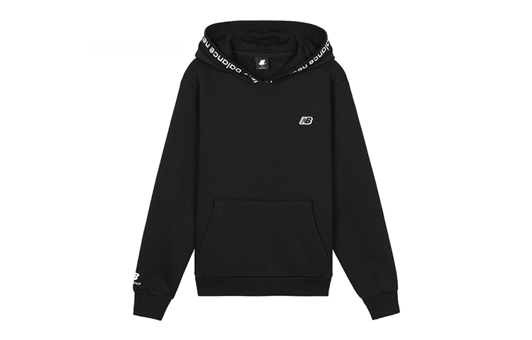 New Balance Logo Pullover Hoodie Black - Unisex Casual Couple Wear AMT03340-BK