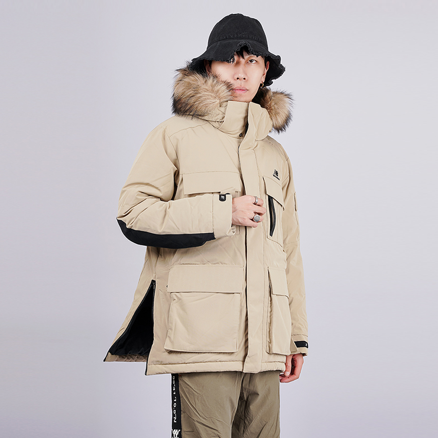 Details for New Balance Jaket Panjang Khaki Musim Dingin Tebal Hangat Mantel. NPA46021-BEI