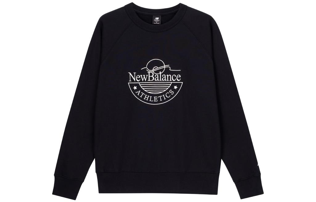 New Balance Loose Fit Crewneck Sweatshirt Black with Embroidered Logo MT33506-BK