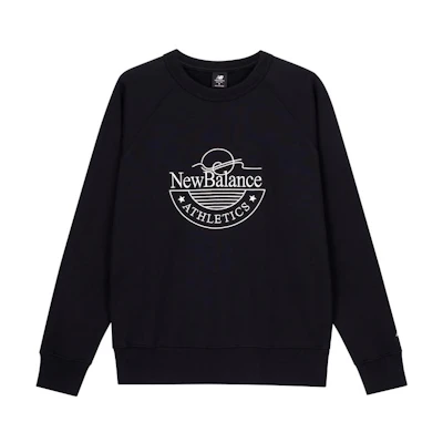New Balance Loose Fit Crewneck Sweatshirt Black with Embroidered Logo MT33506-BK