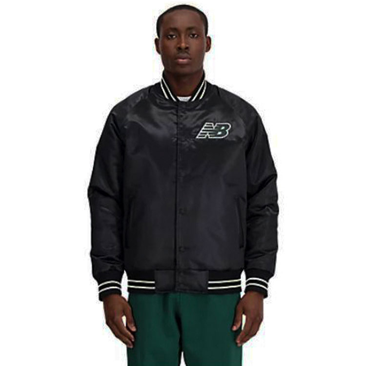 Shop 新百伦宽松款长袖夹克带标志印花 MJ33550-BK