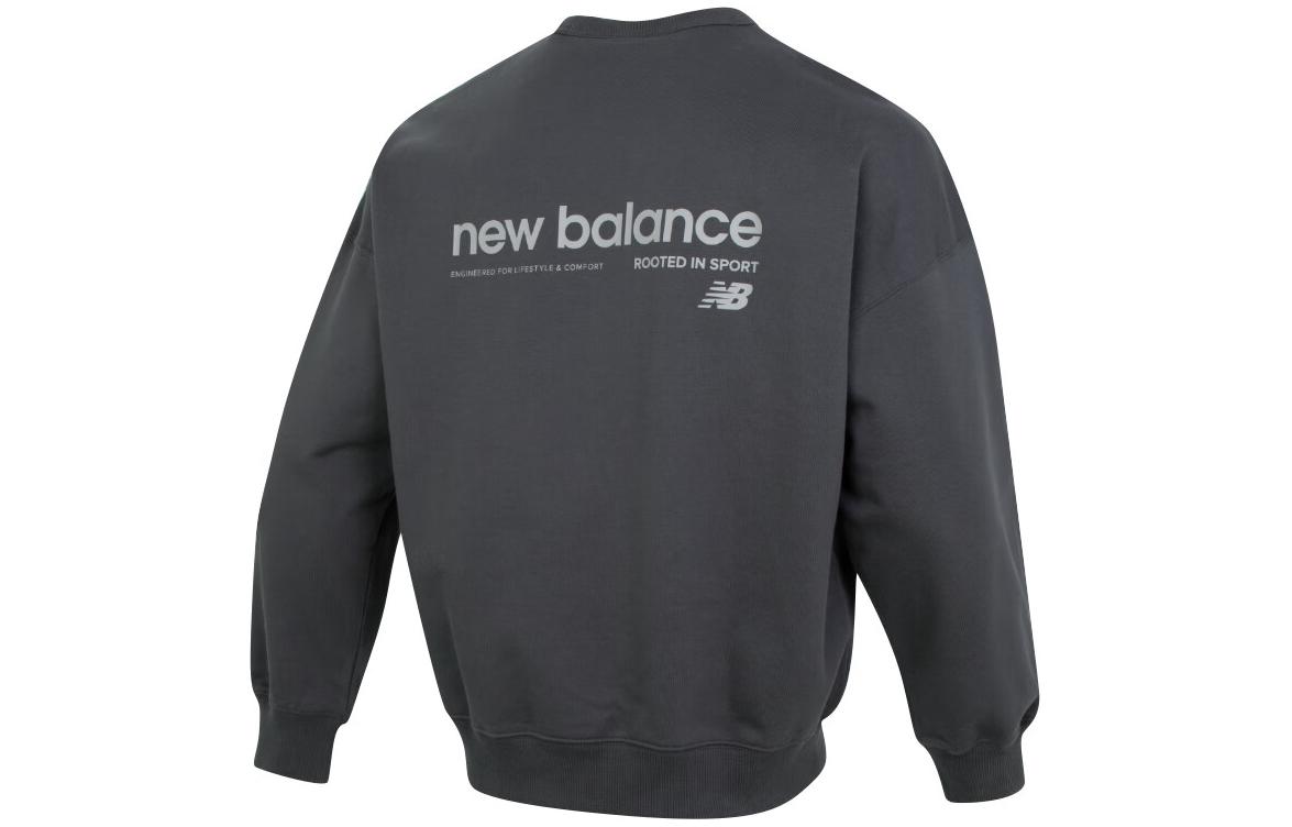 New Balance Loose Fit Pullover Sweatshirt Black with Letter Print AMT41330-ACK