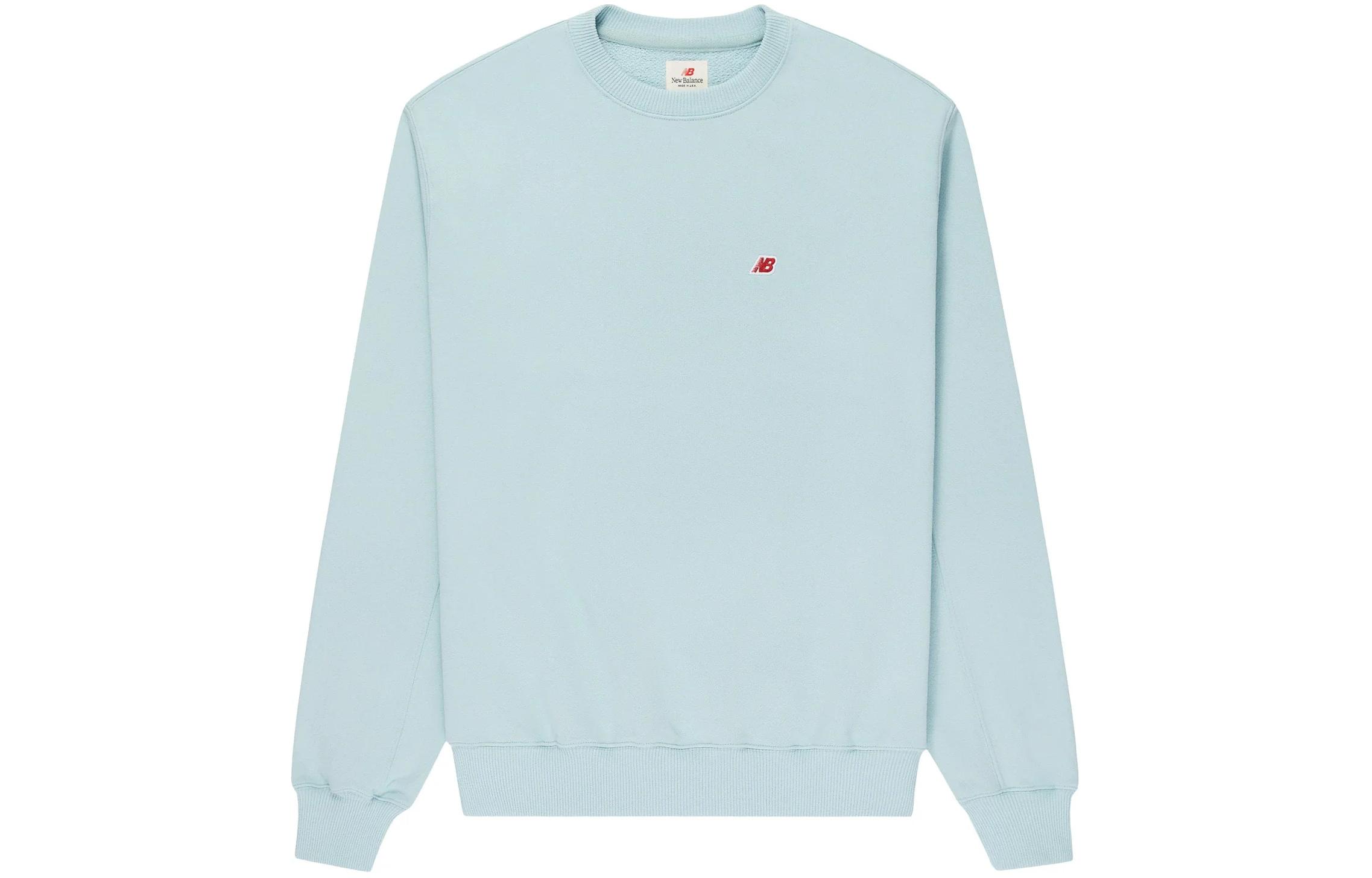 New Balance Made in USA Logo Embroidered Crewneck Sweatshirt Men Winter Mist MT41544-WTO