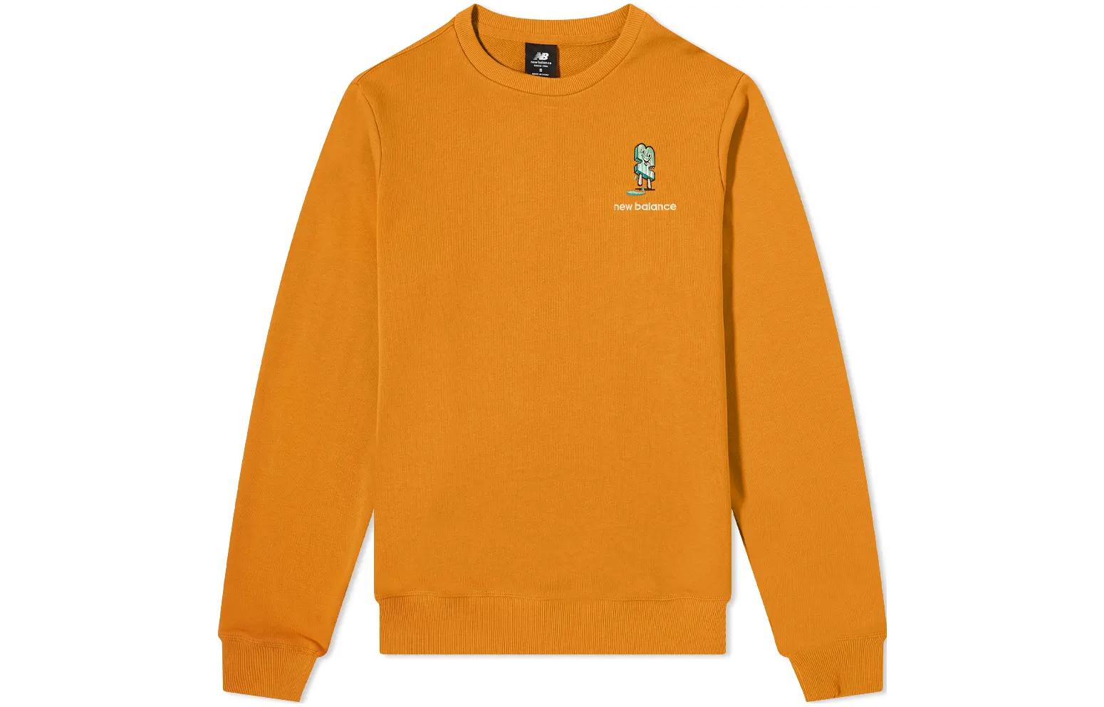 New Balance Madras Orange Embroidered Logo Crewneck Sweatshirt Mens MT13572-MOE