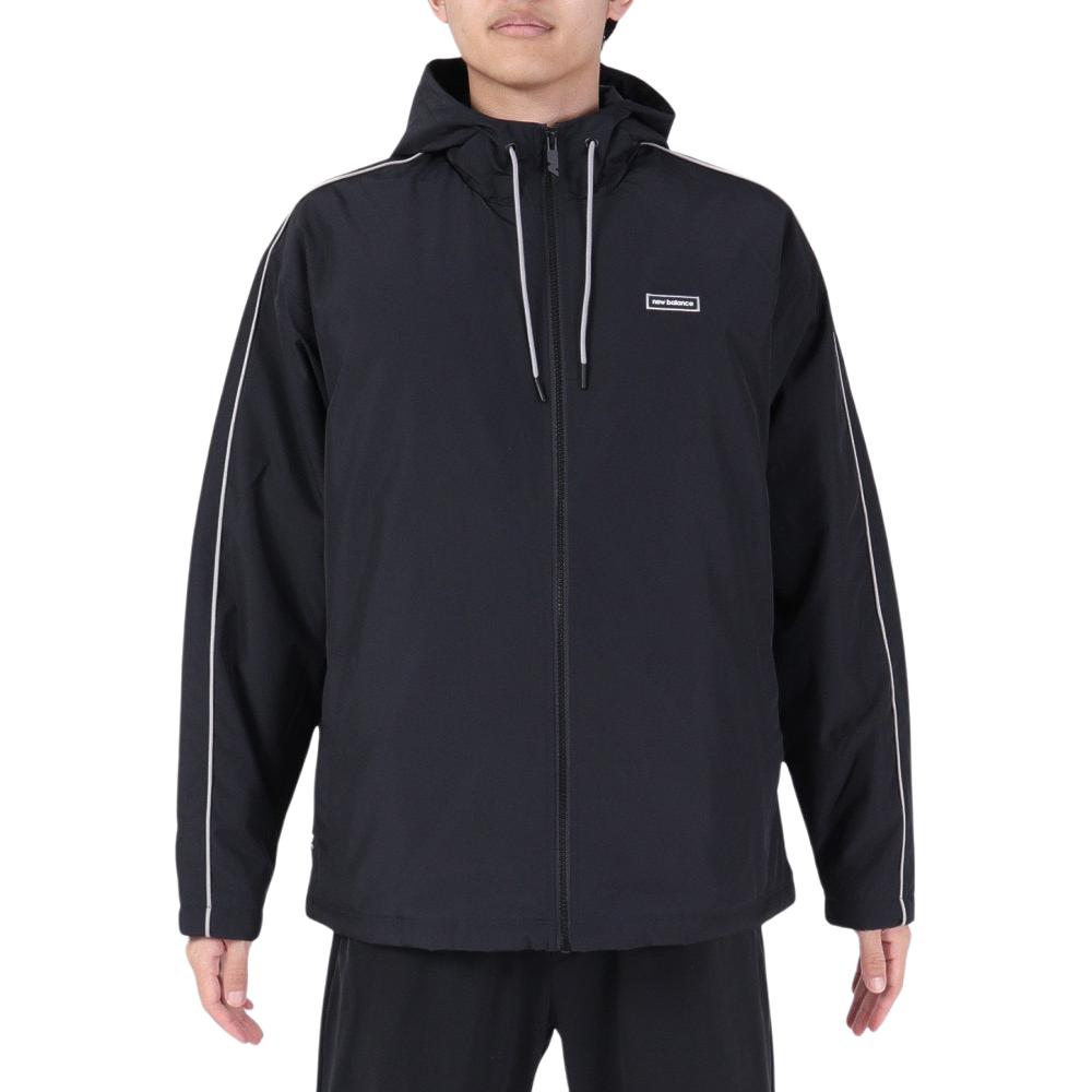 New Balance Men’s Black Logo Print Full-Zip Hoodie Jacket MJ33537-BK