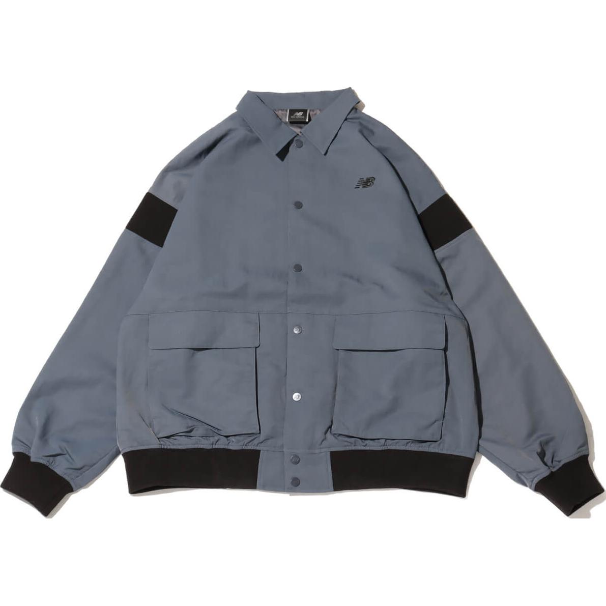 New Balance MET24 FW24 Black Grey Logo Button Long Sleeve Outdoor Jacket Unisex AMJ45028-GT