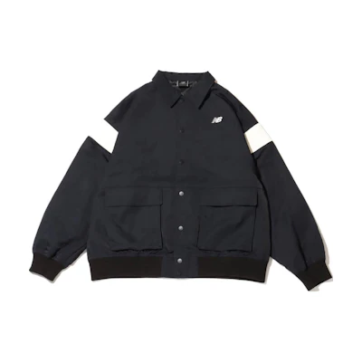 New Balance MET24 FW24 Logo Fashion Button Long-Sleeve Jacket Unisex Black White AMJ45028-BK