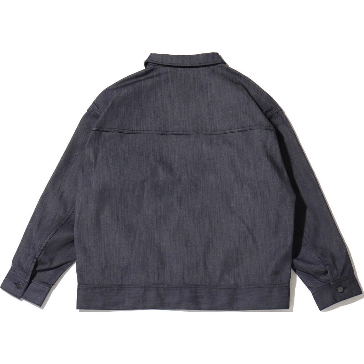 Lookbook New Balance MET24 SS24 Denim Unisex Grey Button-Up Retro Logo Long Sleeve Shirt amj45026-in