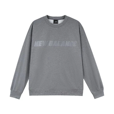 New Balance MET 24 FW23 Logo Crewneck Sweatshirt Grey Mens AMT35092