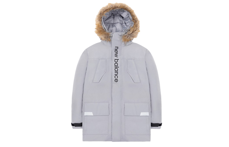 New Balance Mid-Length Down Parka Coat Gray Winter Wear AMJ04356-GR