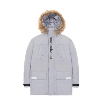 New Balance Mid-Length Down Parka Coat Gray Winter Wear AMJ04356-GR