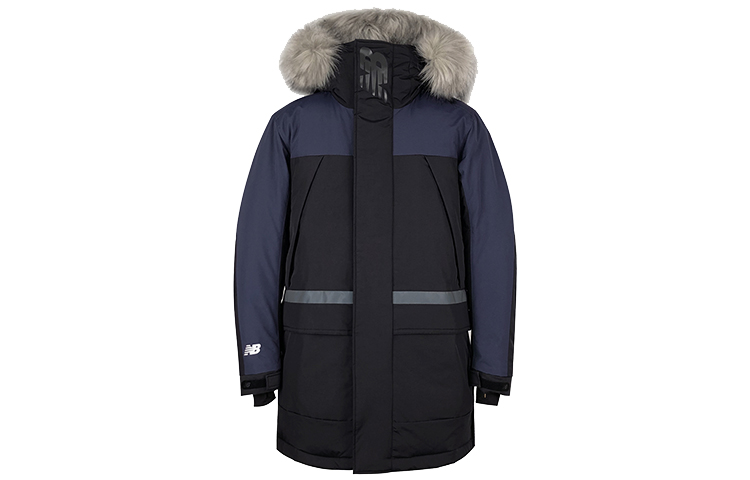 New Balance Mid-Length Hooded Down Jacket in Navy Blue for Winter NP943041-BK