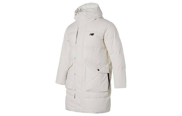 New Balance Mid-Length Hooded Down Jacket Windproof Warm Off-White NP943061-IV
