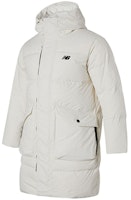 New Balance Mid-Length Hooded Down Jacket Windproof Warm Off-White NP943061-IV New Balance Mid-Length Hooded Down Jacket Windproof Warm Off-White NP943061-IV