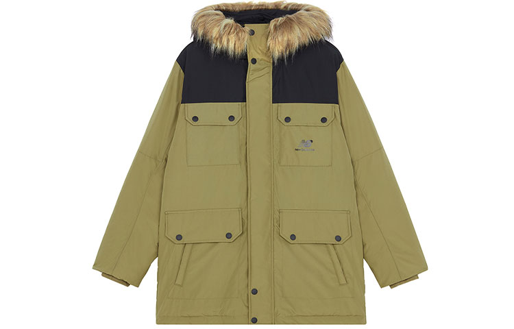 Order 뉴발란스 밀리터리 그린 컬러블록 방풍 퍼트림 다운 파카. AMJ13329-OV