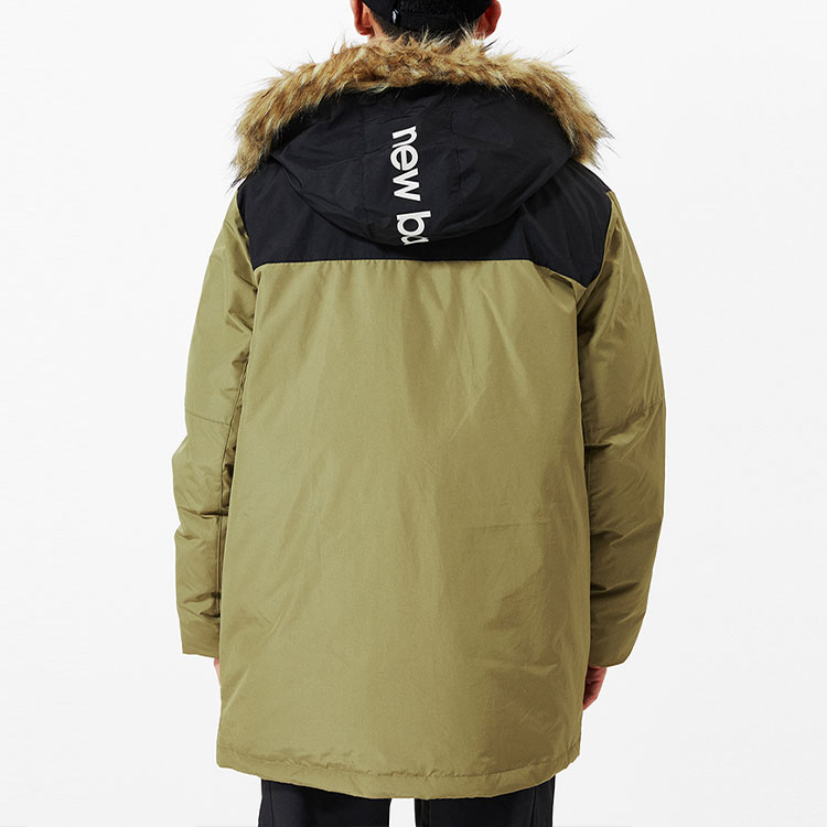 Details for 뉴발란스 밀리터리 그린 컬러블록 방풍 퍼트림 다운 파카. AMJ13329-OV