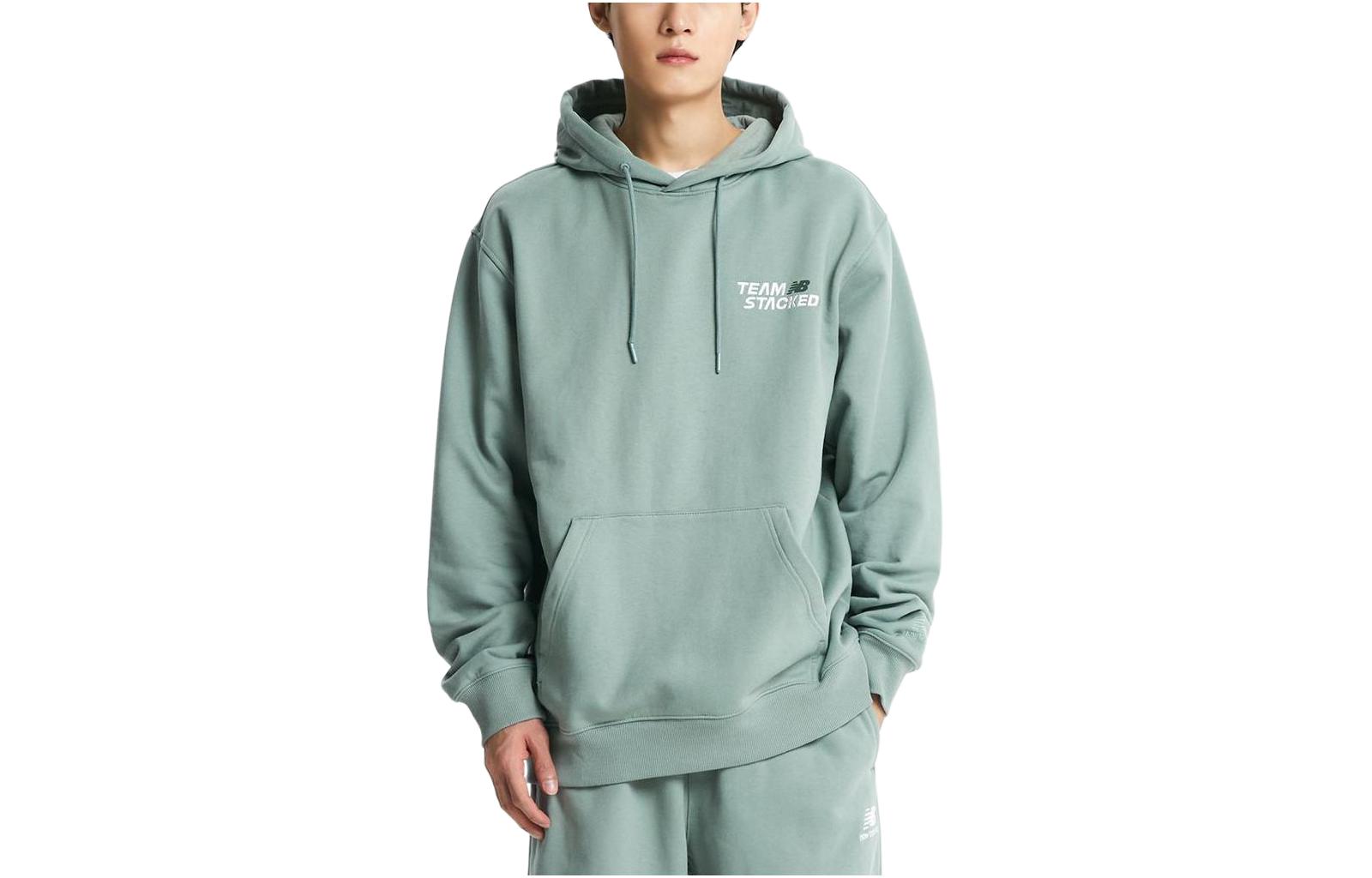 New Balance Mint Green Alphabet Print Hoodie Unisex Pullover Casual Fit NBN0D42923-84