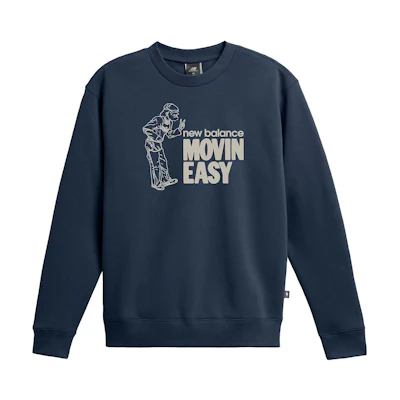 New Balance Movin Easy Crew Blue Letter Print Long-Sleeve Sweatshirt MT33902-NNY
