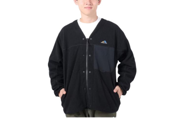 New Balance MT1996 Black V-Neck Zip Patch Long Sleeve Jacket AMJ35106-BK