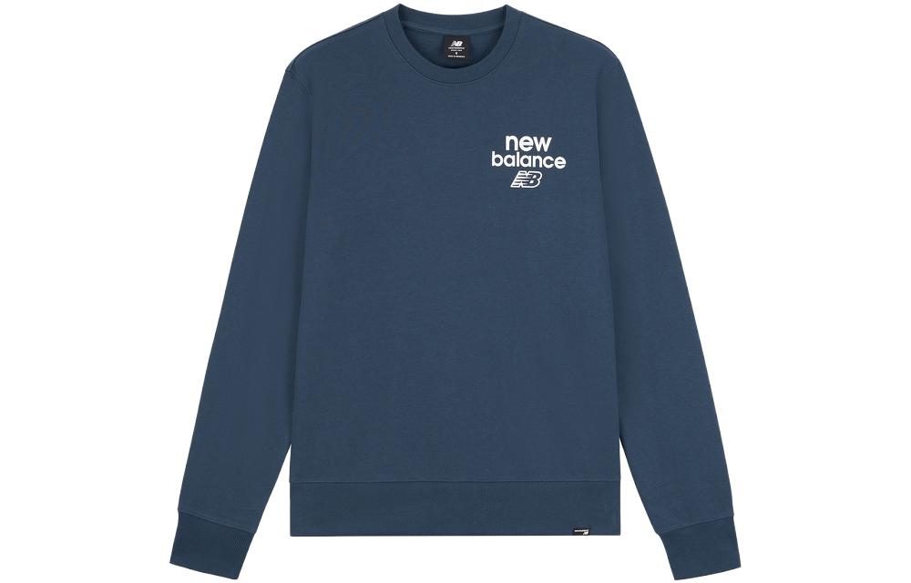 New Balance Navy Blue Crewneck Pullover Sweatshirt with Logo Print MT33535-NNY