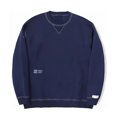 New Balance Navy Blue Crewneck Sweatshirt with Embroidered Logo AMT25019-PGM