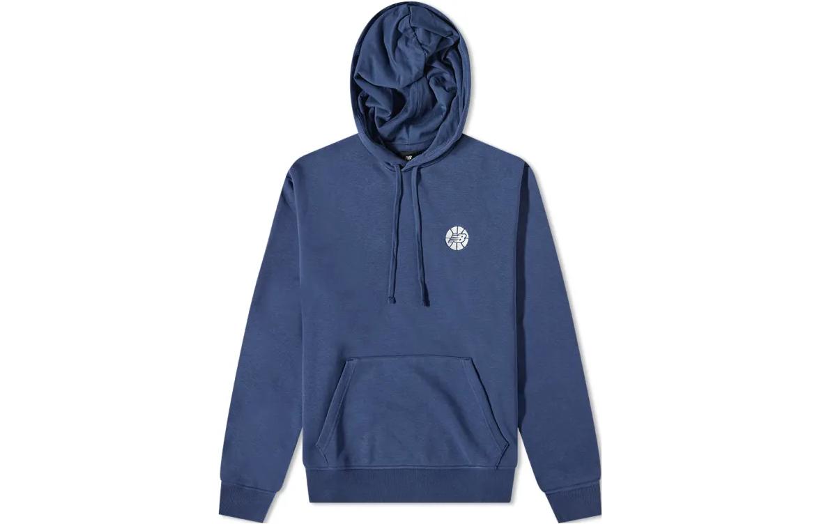 New Balance Navy Blue Hoodie with Drawstring and Long Sleeves MT23581-NNY