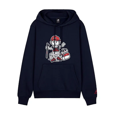 New Balance Navy Blue Printed Pullover Hoodie Classic Style AMT03339-NV