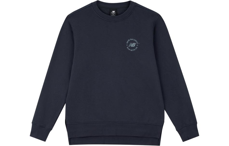 New Balance Navy Crewneck Pullover Sweatshirt with Logo AMT33343-ECL
