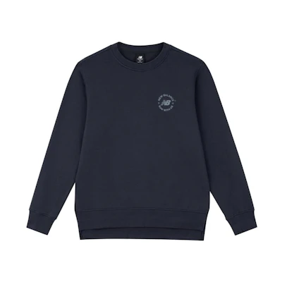 New Balance Navy Crewneck Pullover Sweatshirt with Logo AMT33343-ECL